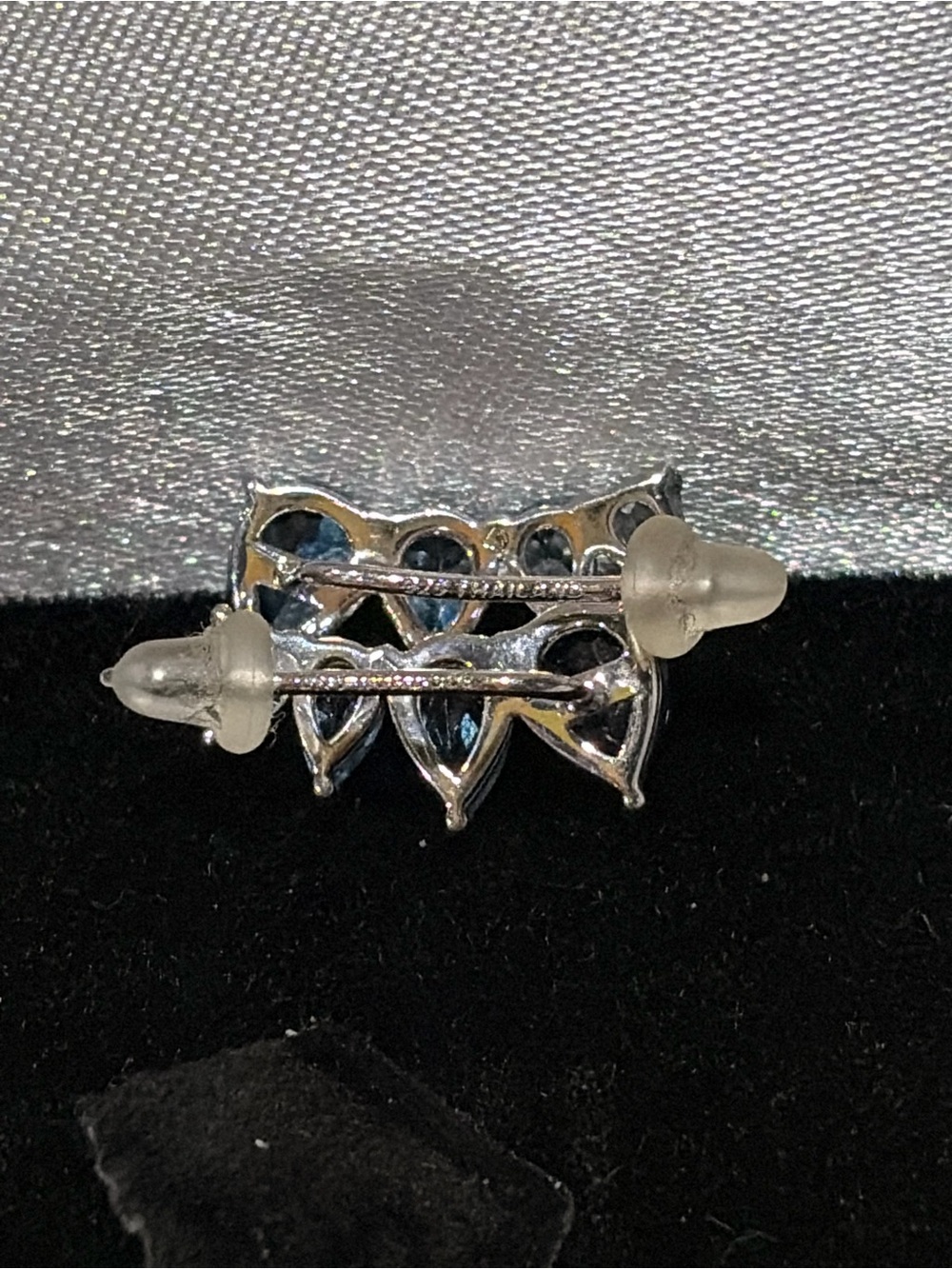 925 Sterling Silver Blue Topaz Ombre Pear Cut Ear Climber Crawler Earrings - Picture 5 of 6